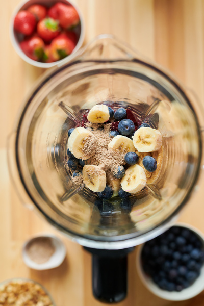 There Are Bananas and Blueberries in a Blender