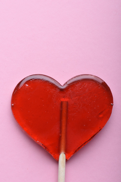 Close-up of a Red Heart Lollipop