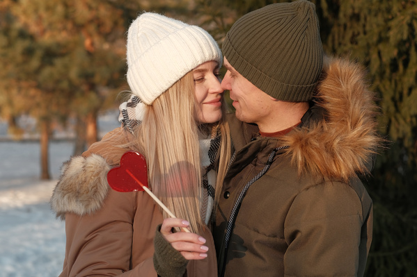 Romantic Couple with Heart Lollipop