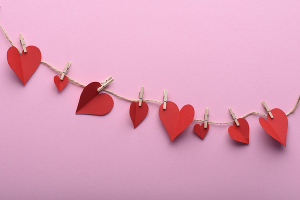 Red Paper Hearts Garland