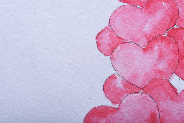 Romantic Postcard with Pink Hearts