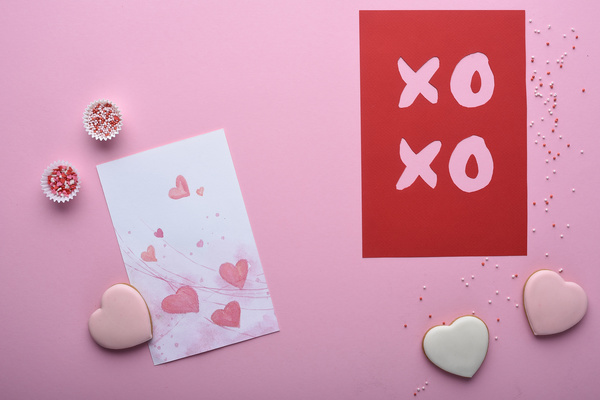 Romantic Postcards and Heart Sweets
