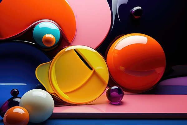 A Colorful Collection of Balls and Spheres on a Table with a Single Red Ball As the Focal Point
