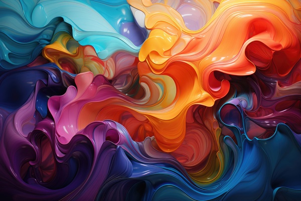 A Vibrant and Colorful Liquid Painting with Swirling Shades of Red Orange Yellow Blue Green and Purple Showcases the Artist\'S Abstract Creativity