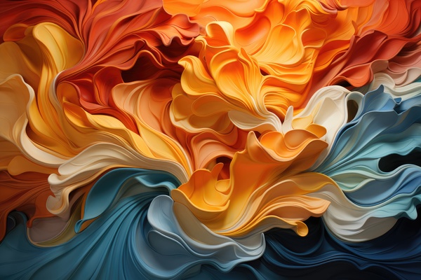 An Intricate and Colorful Paper Sculpture Showcases Shades of Red Orange Yellow Blue and White Creating a Mesmerizing Visual Effect