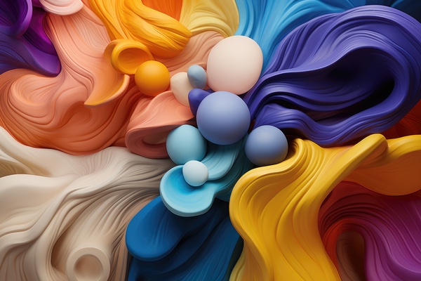A Close-Up View of a Colorful Swirling Sculpture with Spherical Objects Showcasing the Artist\'S Creative Use of Color and Form