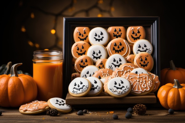 Halloween cookies and pumpkin juice
