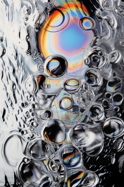 A Close up of Bubbles in Water with a Colorful Background