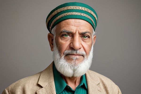 A Man with a Beard Wearing a Green Hat and Jacket