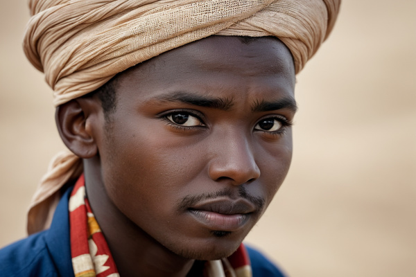 An African Man Wearing a Turban and a Scarf