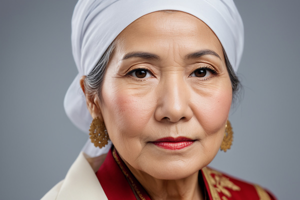 An Older Woman Wearing a White Turban and a Red Jacket