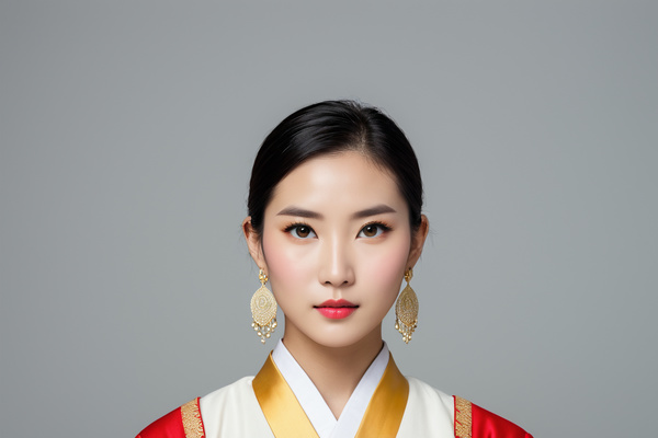 An Asian Woman Wearing Traditional Clothing and Jewelry