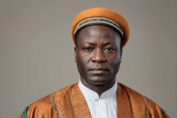 An African Man Wearing an Orange Hat and a Robe