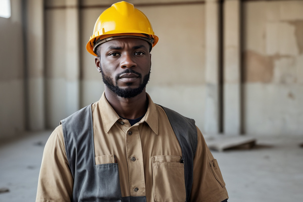 An African American Man Wearing a Hard Hat and Vest
