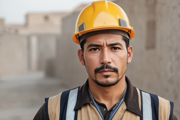 A Man with a Mustache Wearing a Hard Hat and a Vest