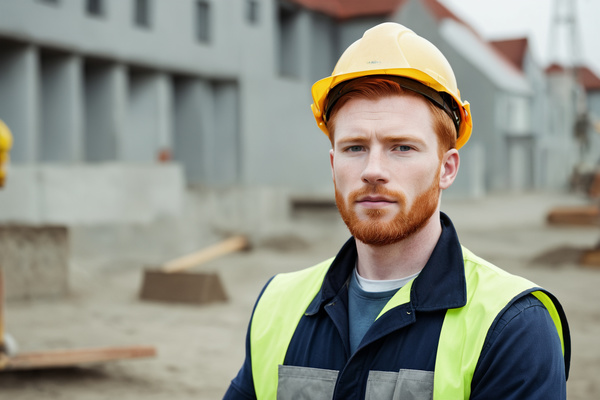 A Man Wearing a Hard Hat Standing in Front of a Construction Site