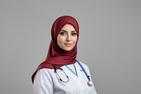 A Female Doctor Wearing a Hijab and a Stethoscope