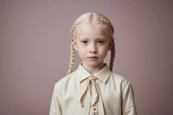 A Little Girl with Blonde Hair Wearing a Shirt and Tie