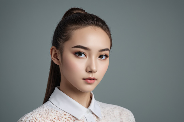In this image a beautiful young asian woman is posing for a portrait.
