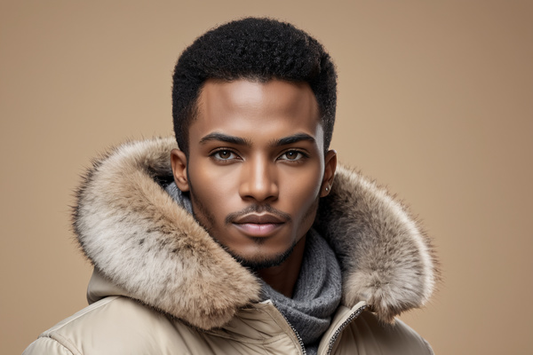 An African American Man Wearing a Parka and Scarf