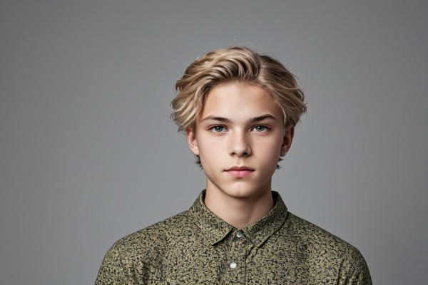 A Young Man with Blond Hair Wearing a Shirt and Tie