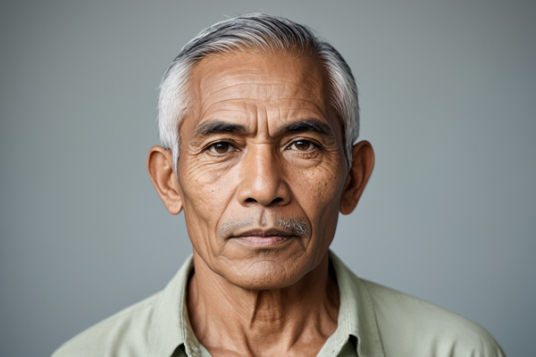 An Older Man Wearing a Green Shirt and Looking at the Camera