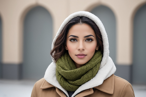 A Woman Wearing a Hooded Jacket and a Scarf