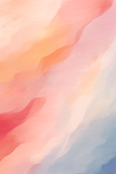 The image depicts a beautiful watercolor-style background with various shades of pink blue and orange.