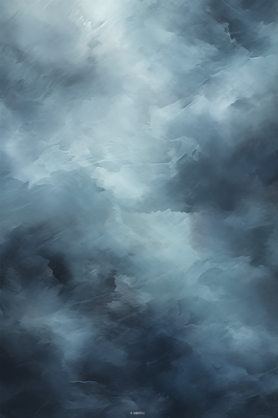 A Painting of a Cloudy Sky with Dark Blue and Gray Tones
