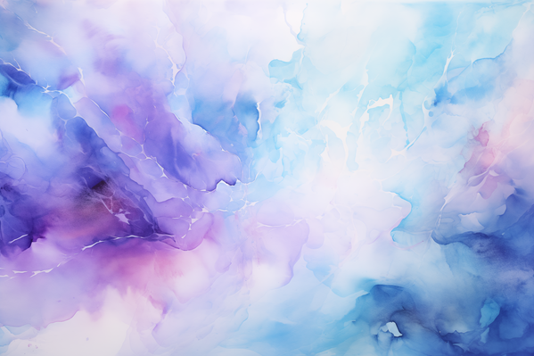 An Abstract Painting of Blue Purple and White Colors Is Shown