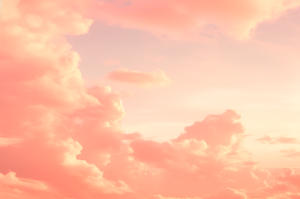 A Pink Sky with Fluffy Clouds and a Plane in the Distance