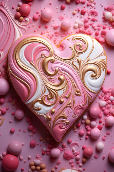 A Pink and White Swirled Heart on a Pink Background