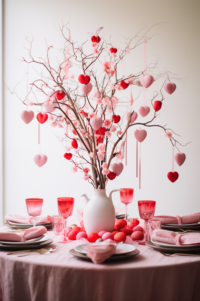 A Table Is Set for a Valentine\'S Day Celebration