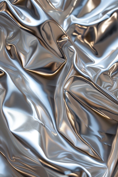 A Close up of Shiny Metallic Fabric with Wrinkles