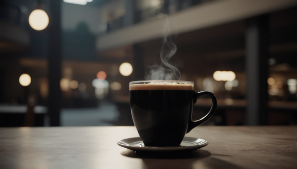 A Cup of Coffee Sitting on a Table with Steam Coming Out of It